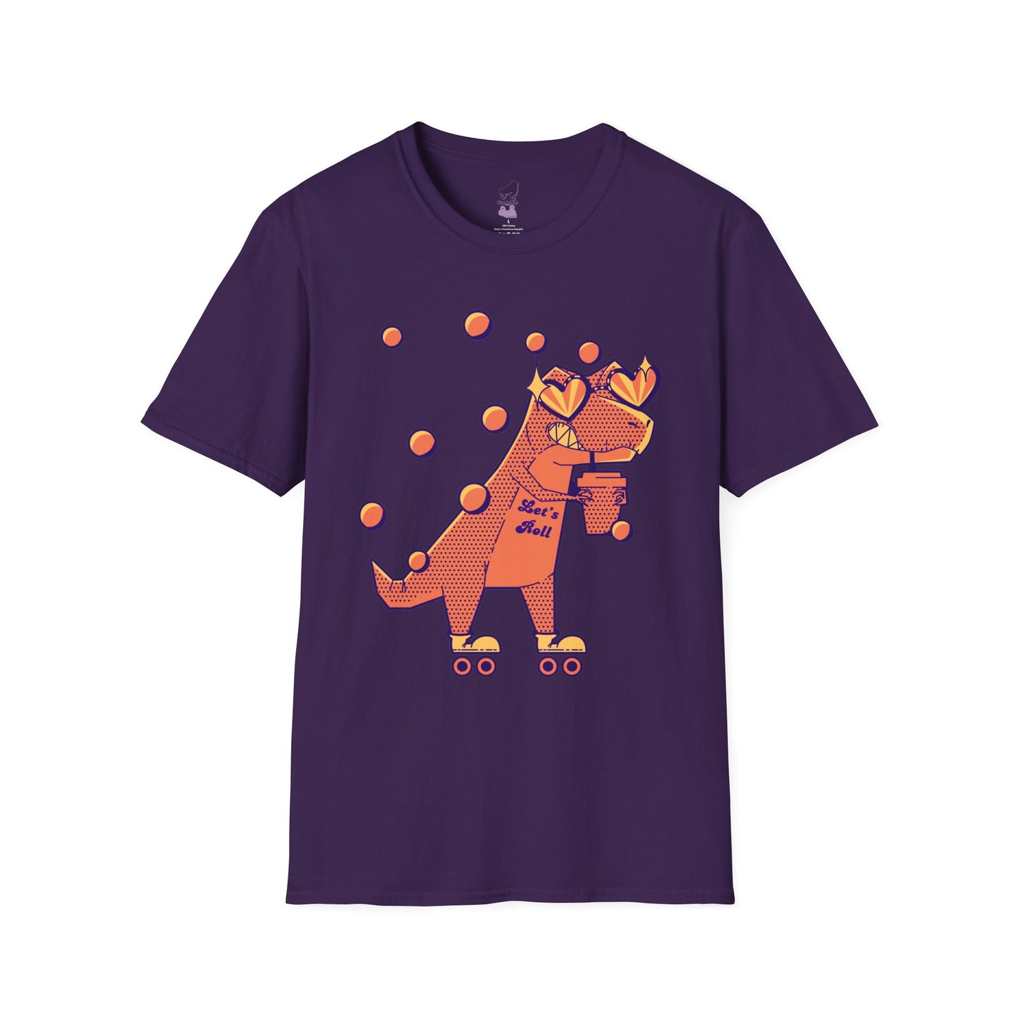 Skate-a-Saurus Funny T-Rex on Skates Unisex Softstyle T-Shirt