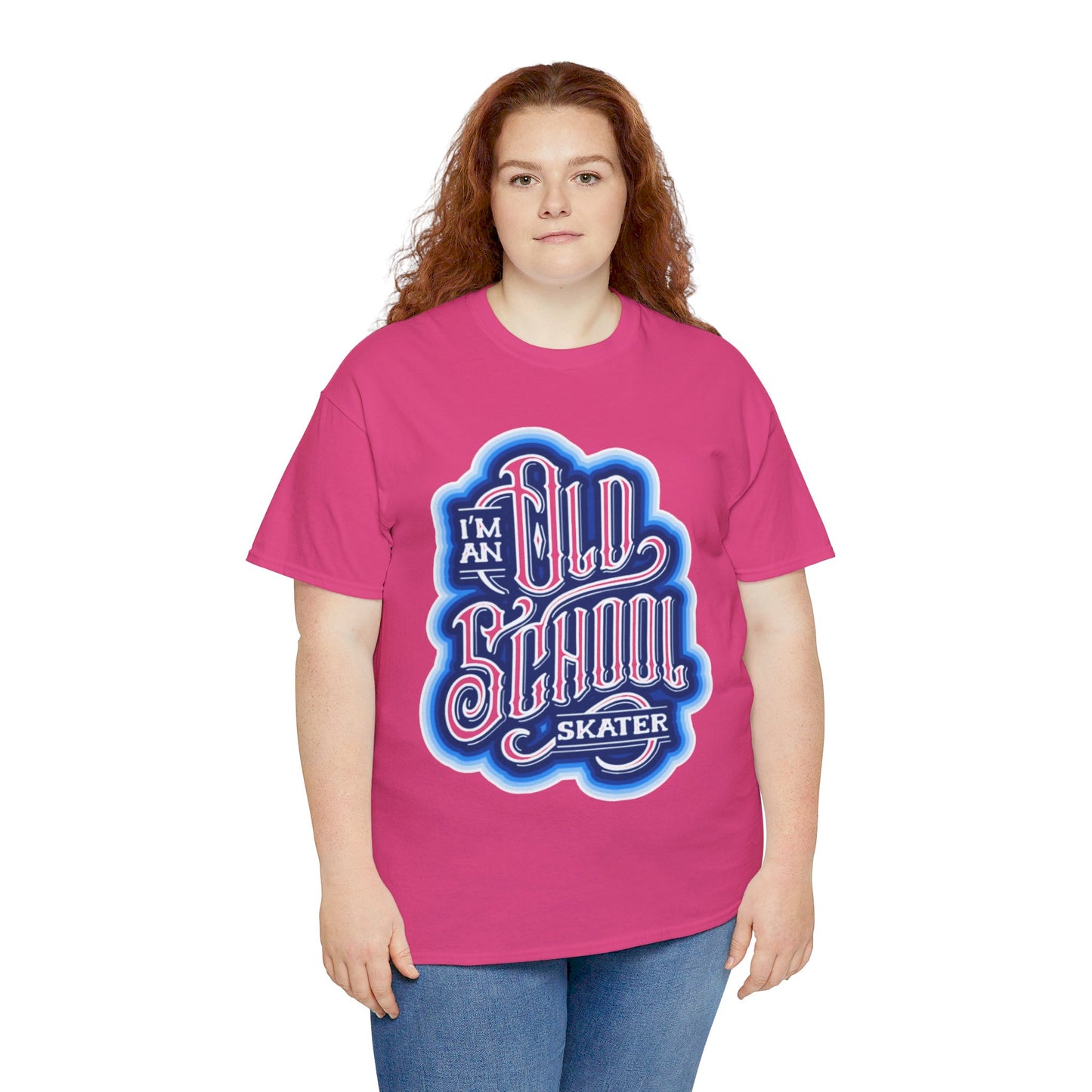 Old School Skater Tee, Roller Skate, Skateboard, Ice Skates T-Shirt, Blue, Unisex Cotton Tee, Large Print