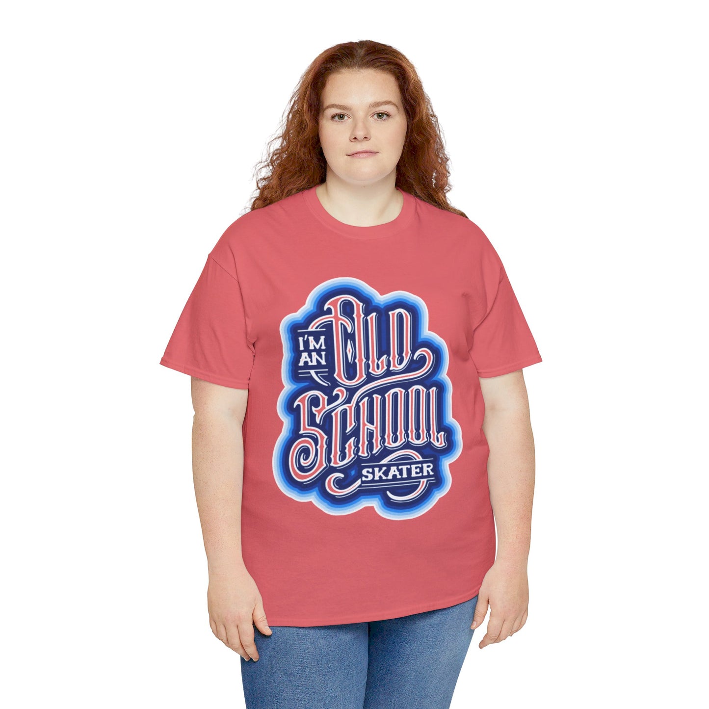 Old School Skater Tee, Roller Skate, Skateboard, Ice Skates T-Shirt, Blue, Unisex Cotton Tee, Large Print