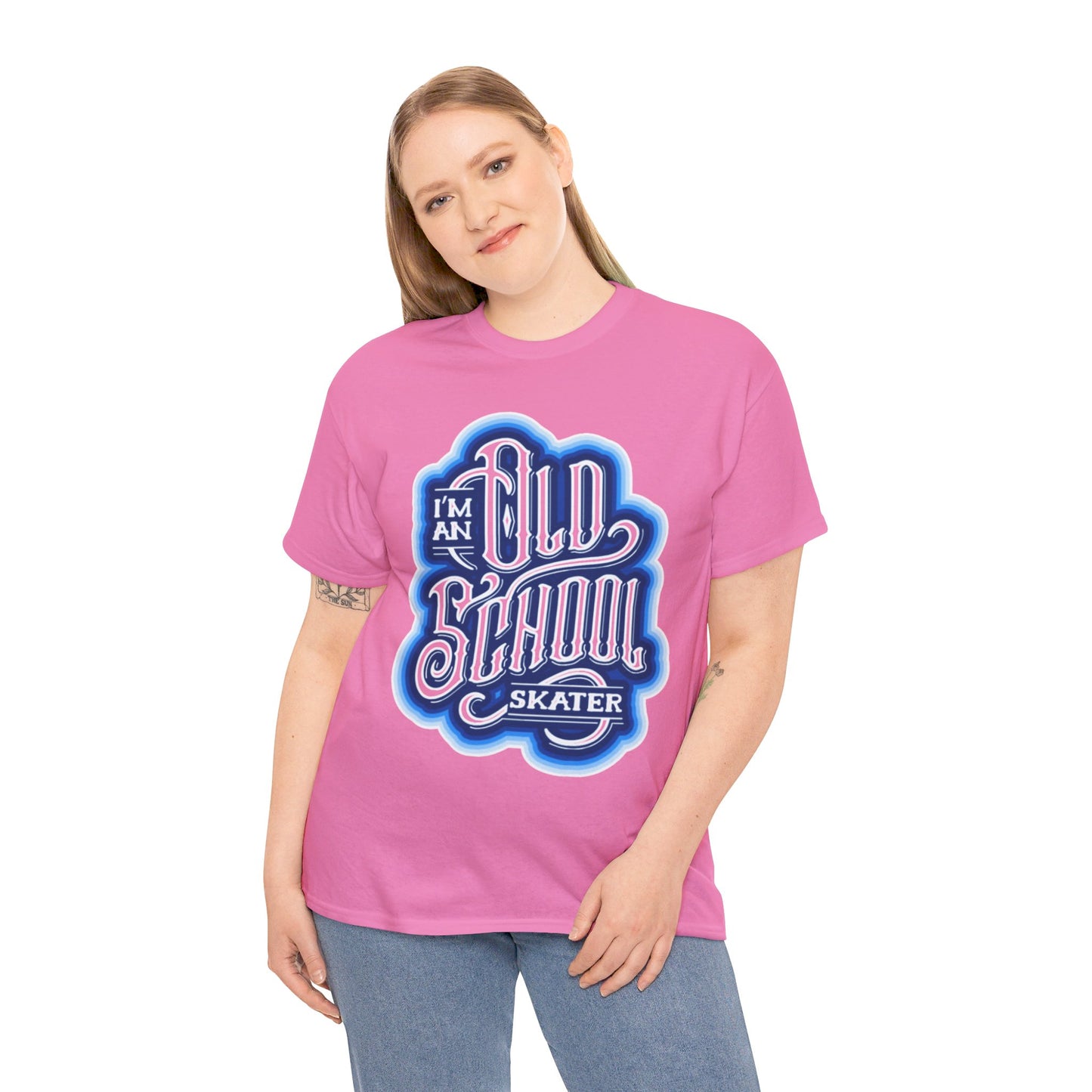 Old School Skater Tee, Roller Skate, Skateboard, Ice Skates T-Shirt, Blue, Unisex Cotton Tee, Large Print