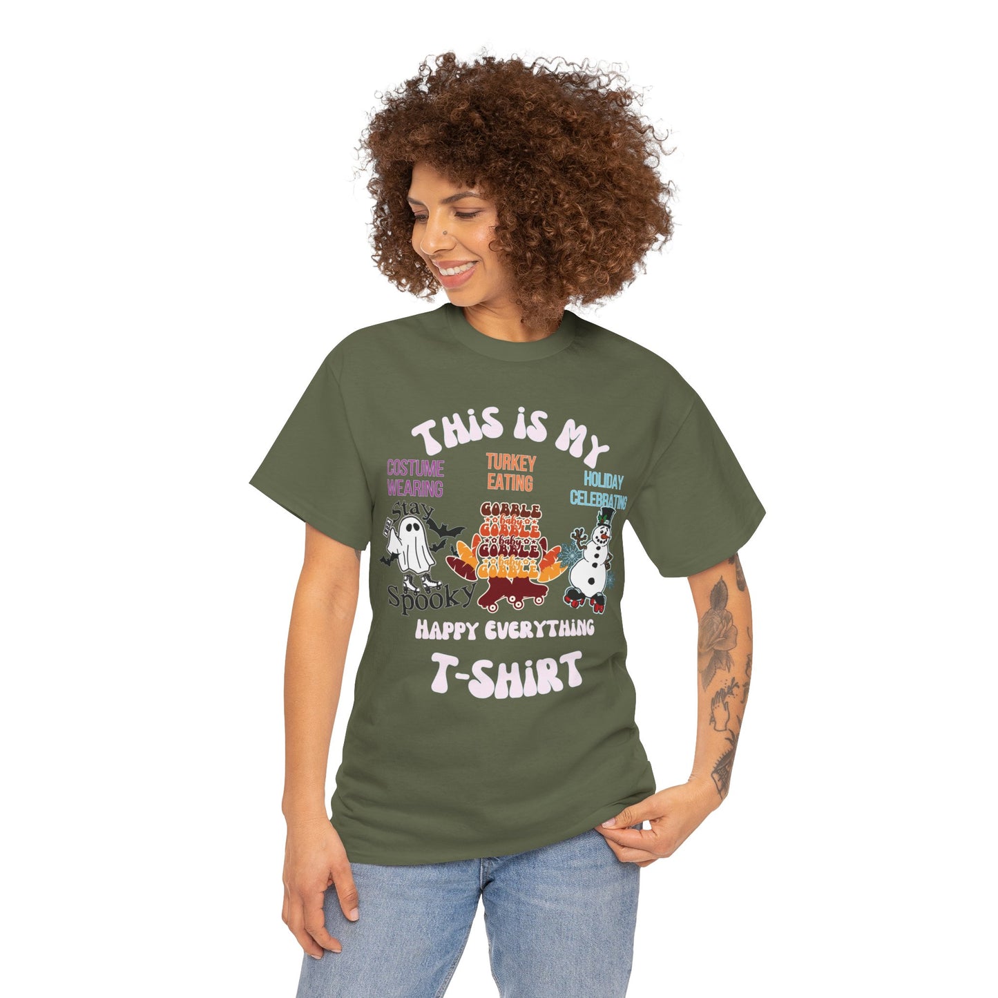 Funny Halloween Costume Party T-Shirt, Thanksgiving Turkey Day, Holiday Celebrating Shirt, Unisex Cotton Tee