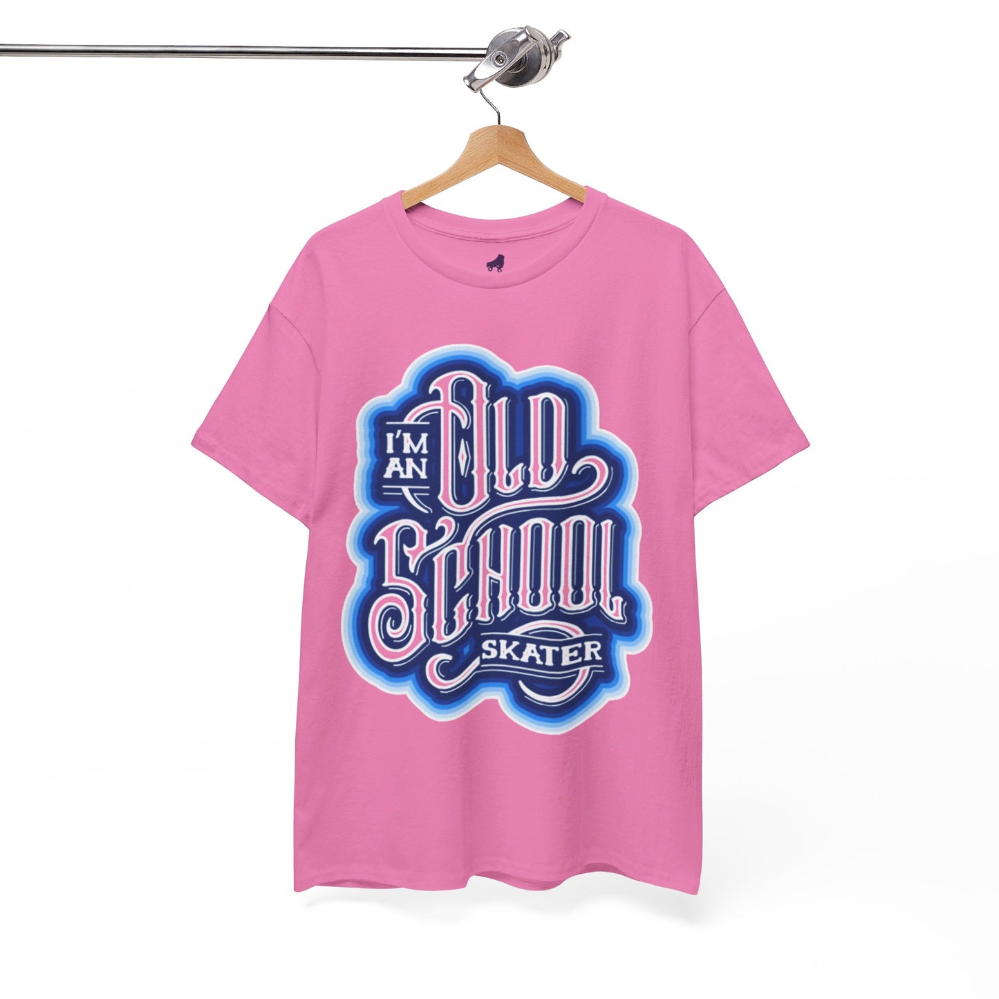 Old School Skater Tee, Roller Skate, Skateboard, Ice Skates T-Shirt, Blue, Unisex Cotton Tee, Large Print