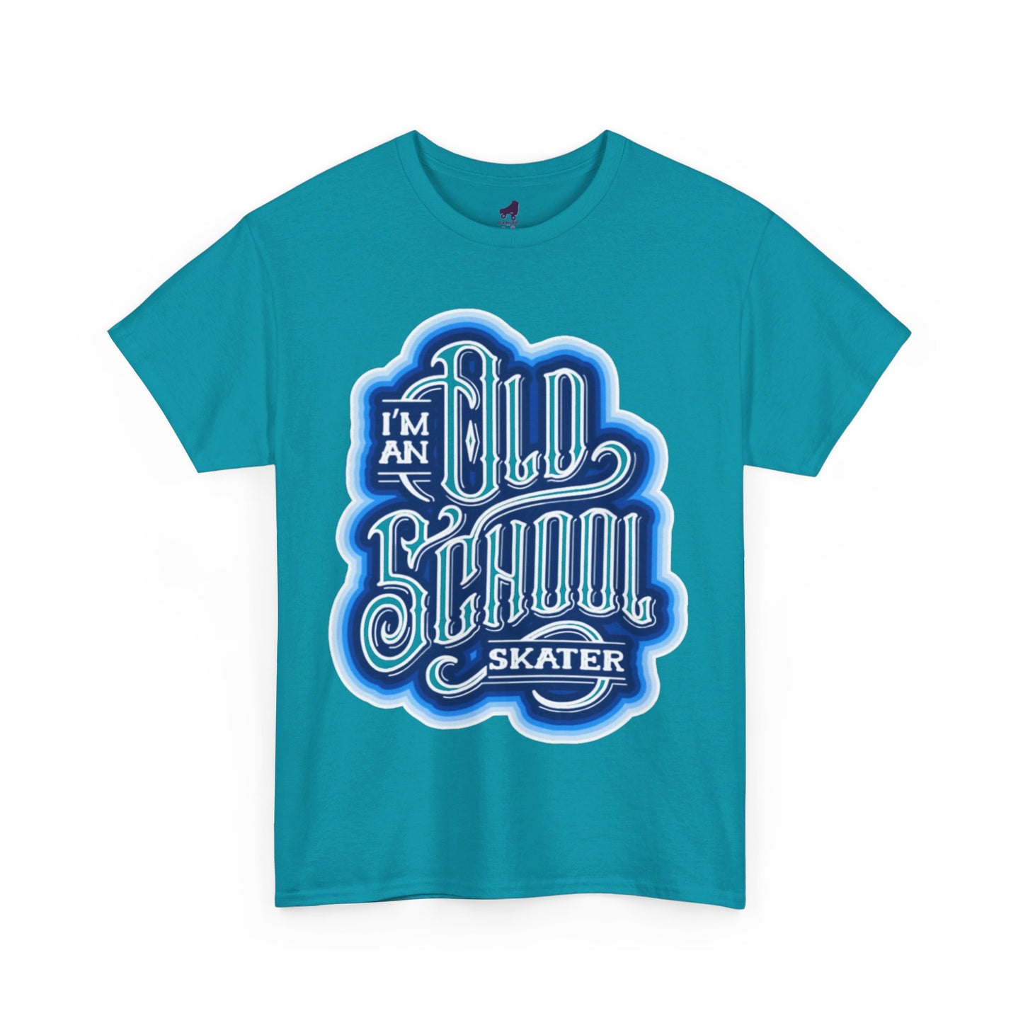 Old School Skater Tee, Roller Skate, Skateboard, Ice Skates T-Shirt, Blue, Unisex Cotton Tee, Large Print