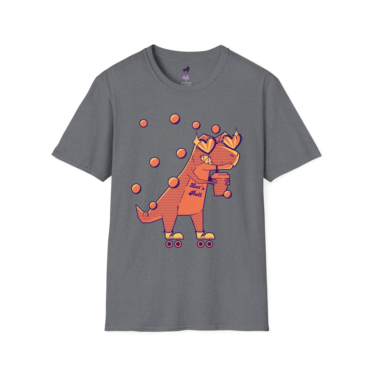 Skate-a-Saurus Funny T-Rex on Skates Unisex Softstyle T-Shirt