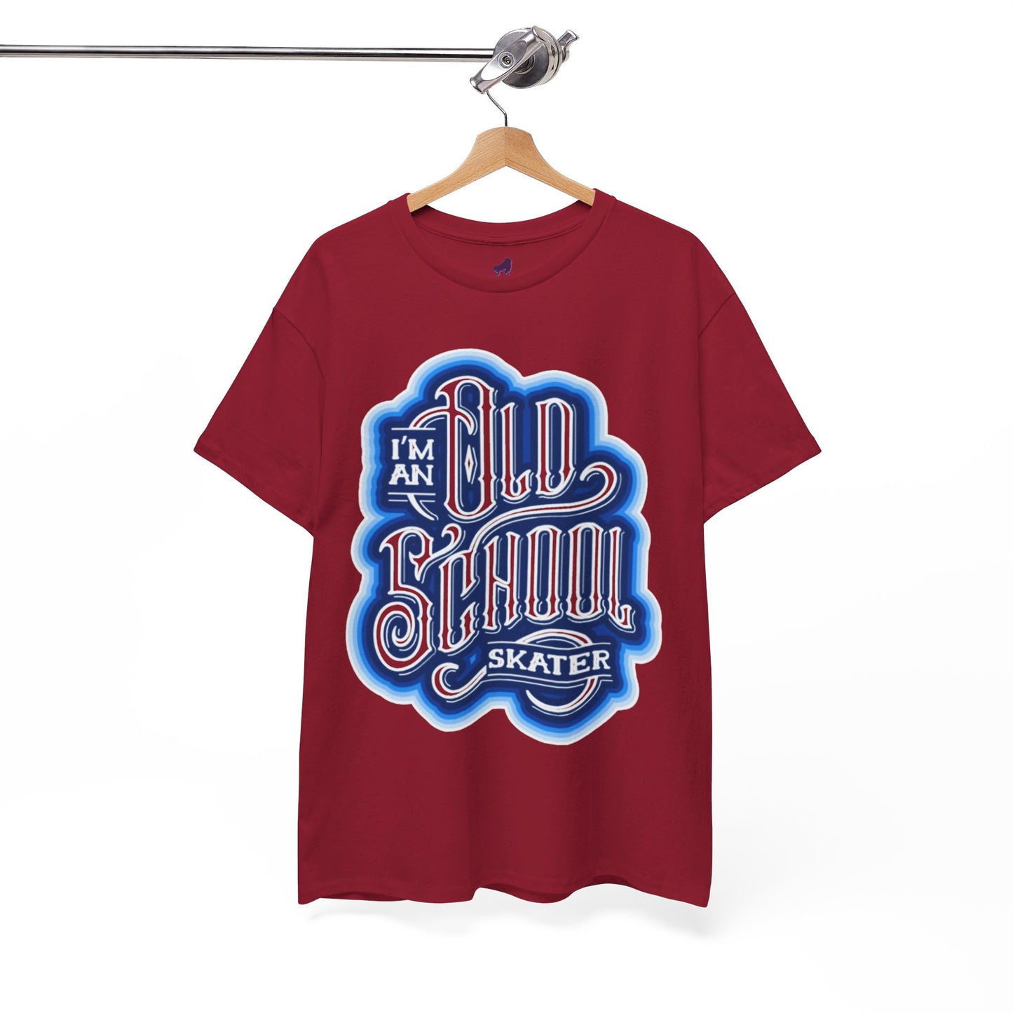 Old School Skater Tee, Roller Skate, Skateboard, Ice Skates T-Shirt, Blue, Unisex Cotton Tee, Large Print