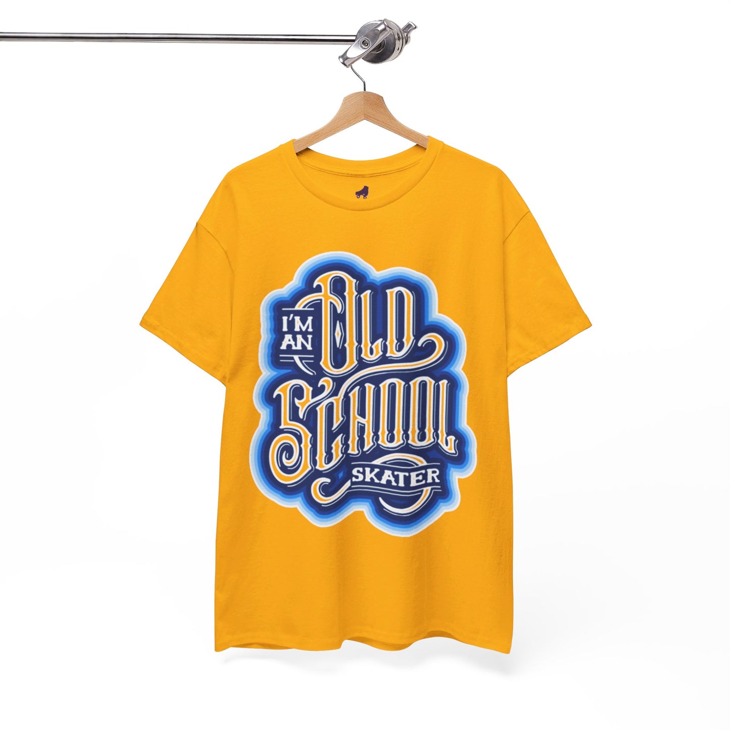 Old School Skater Tee, Roller Skate, Skateboard, Ice Skates T-Shirt, Blue, Unisex Cotton Tee, Large Print