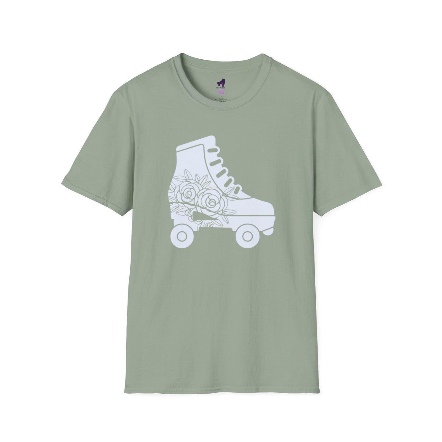 Floral Roller Skate Silhouette Unisex Softstyle T-Shirt