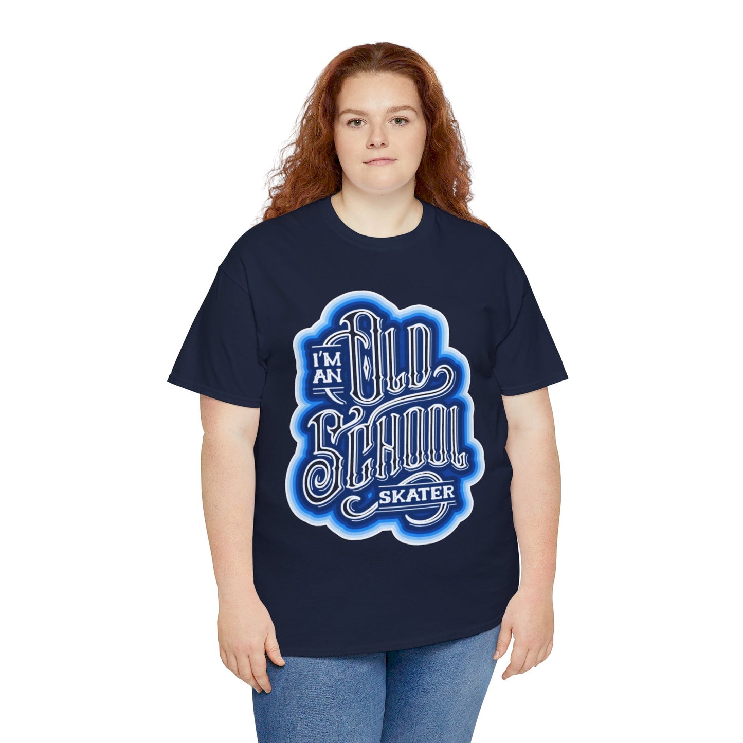 Old School Skater Tee, Roller Skate, Skateboard, Ice Skates T-Shirt, Blue, Unisex Cotton Tee, Large Print