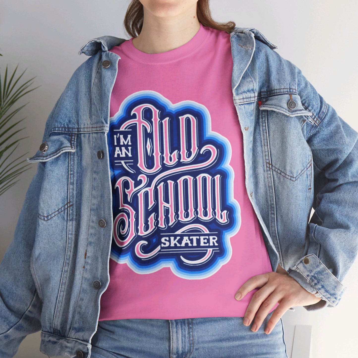 Old School Skater Tee, Roller Skate, Skateboard, Ice Skates T-Shirt, Blue, Unisex Cotton Tee, Large Print