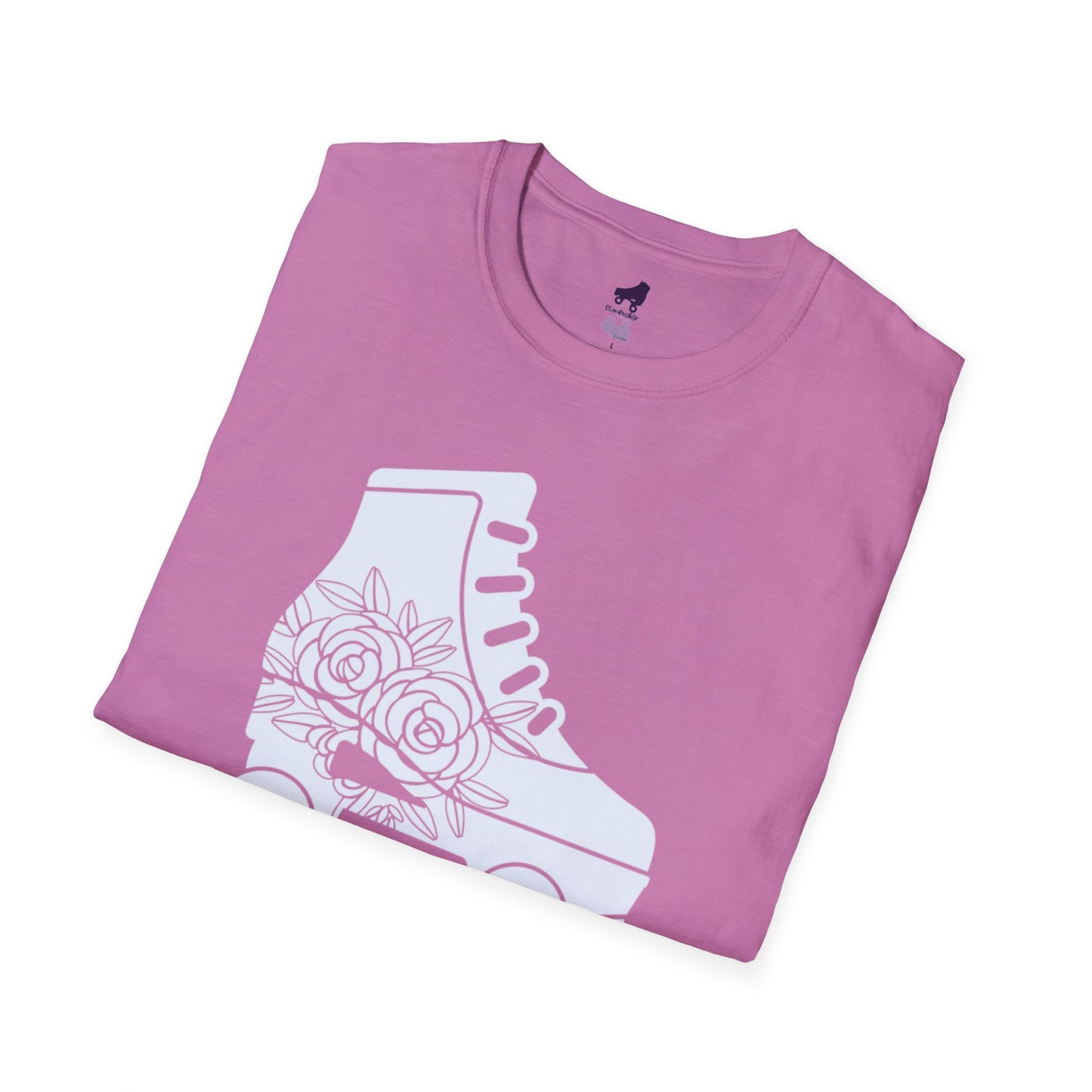 Floral Roller Skate Silhouette Unisex Softstyle T-Shirt