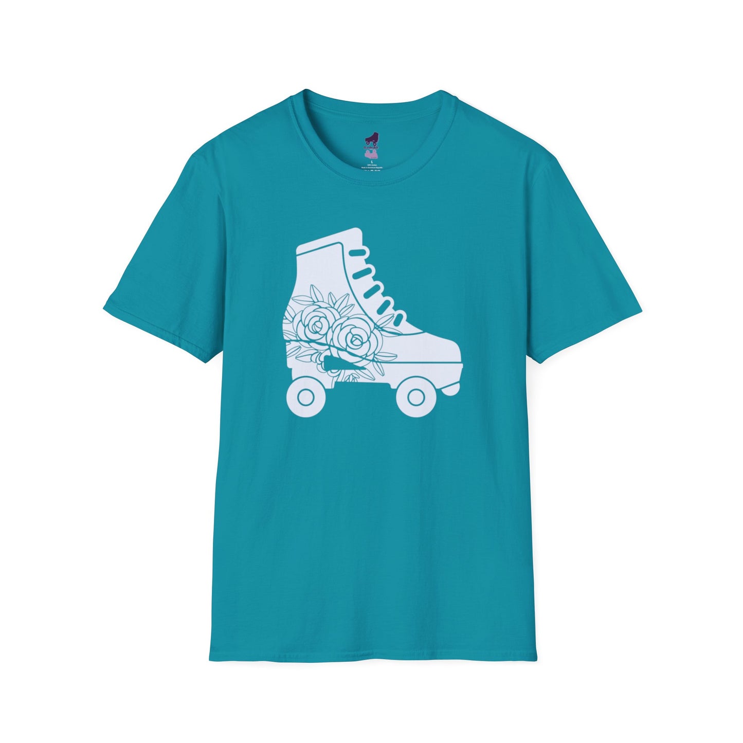 Floral Roller Skate Silhouette Unisex Softstyle T-Shirt