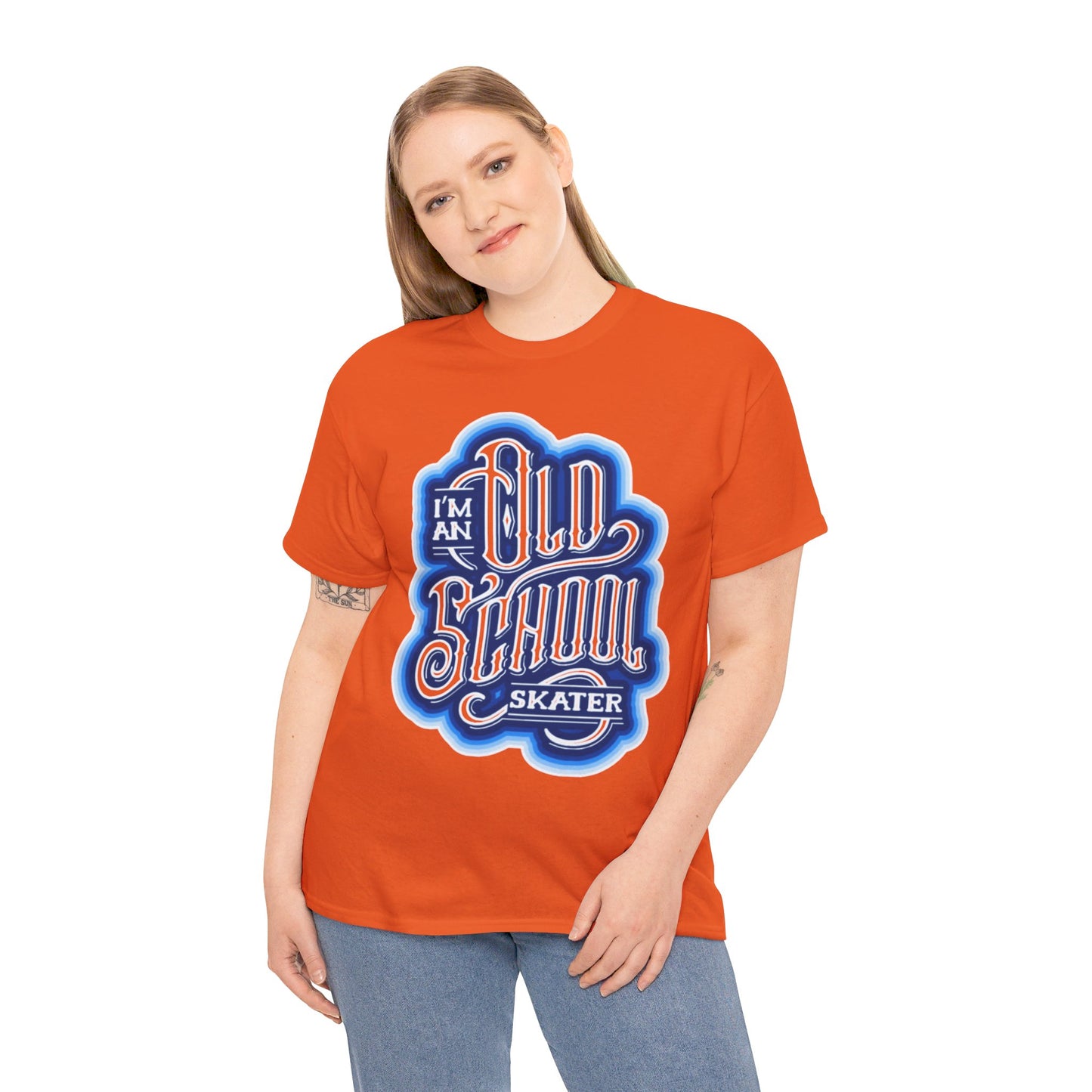 Old School Skater Tee, Roller Skate, Skateboard, Ice Skates T-Shirt, Blue, Unisex Cotton Tee, Large Print