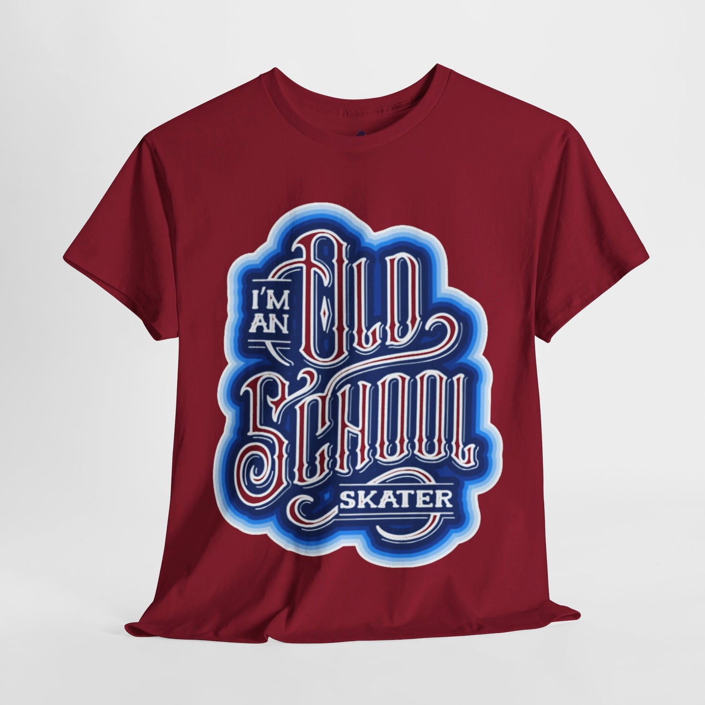 Old School Skater Tee, Roller Skate, Skateboard, Ice Skates T-Shirt, Blue, Unisex Cotton Tee, Large Print