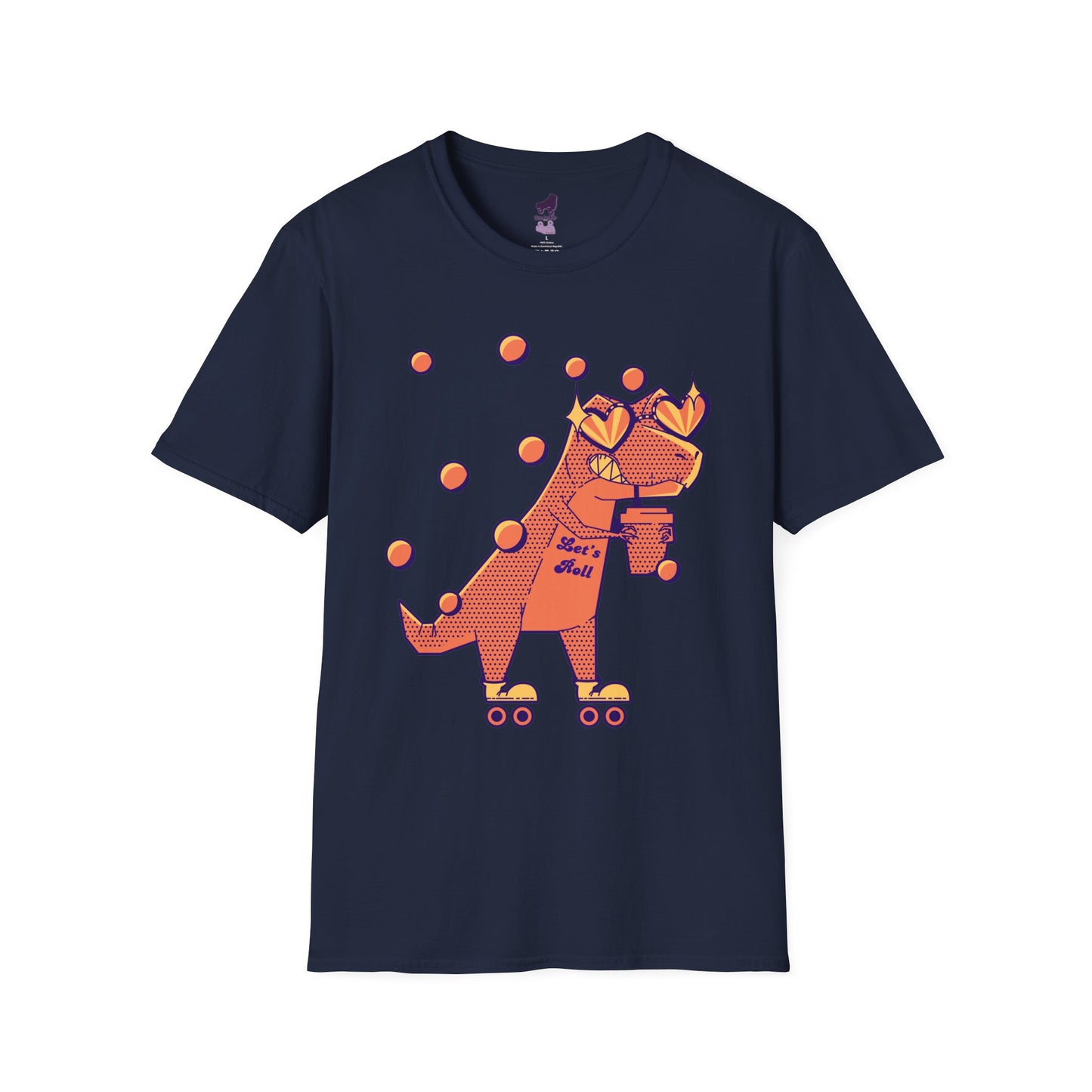 Skate-a-Saurus Funny T-Rex on Skates Unisex Softstyle T-Shirt