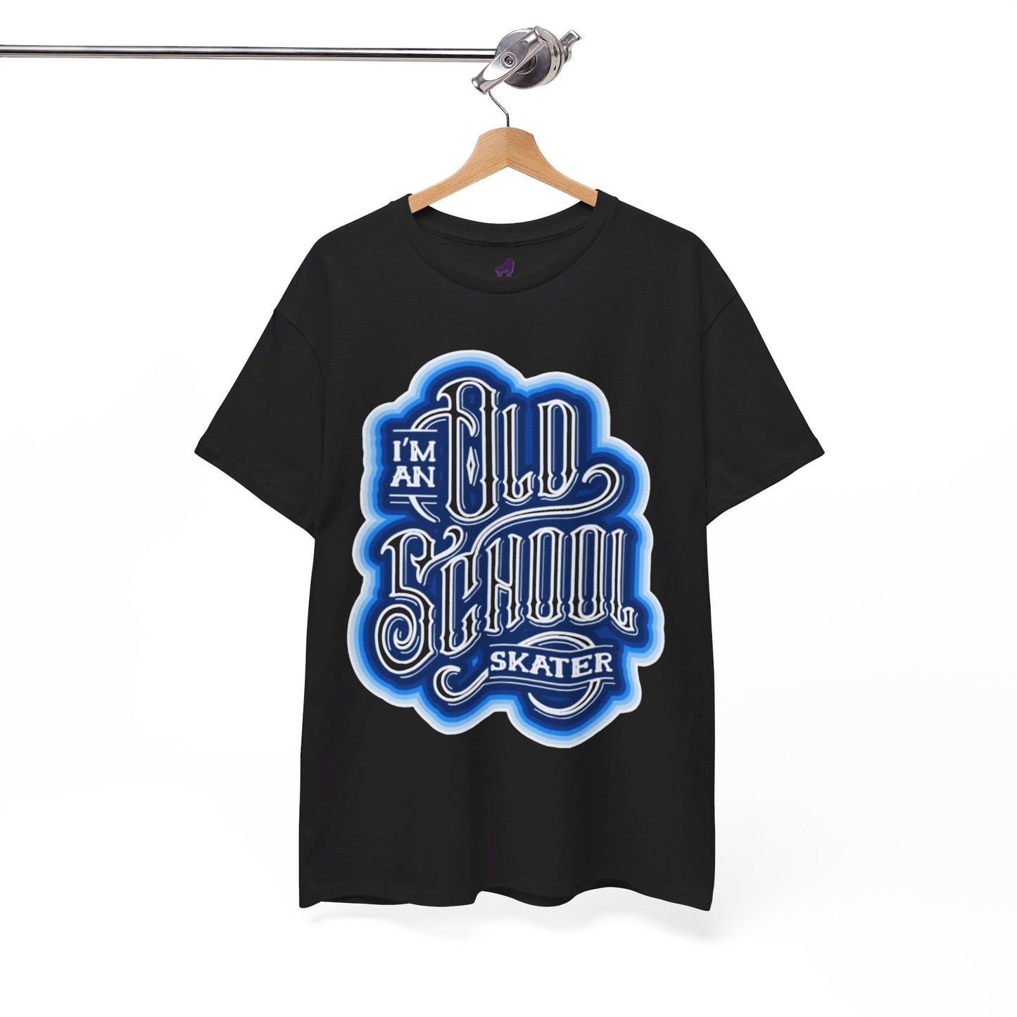 Old School Skater Tee, Roller Skate, Skateboard, Ice Skates T-Shirt, Blue, Unisex Cotton Tee, Large Print