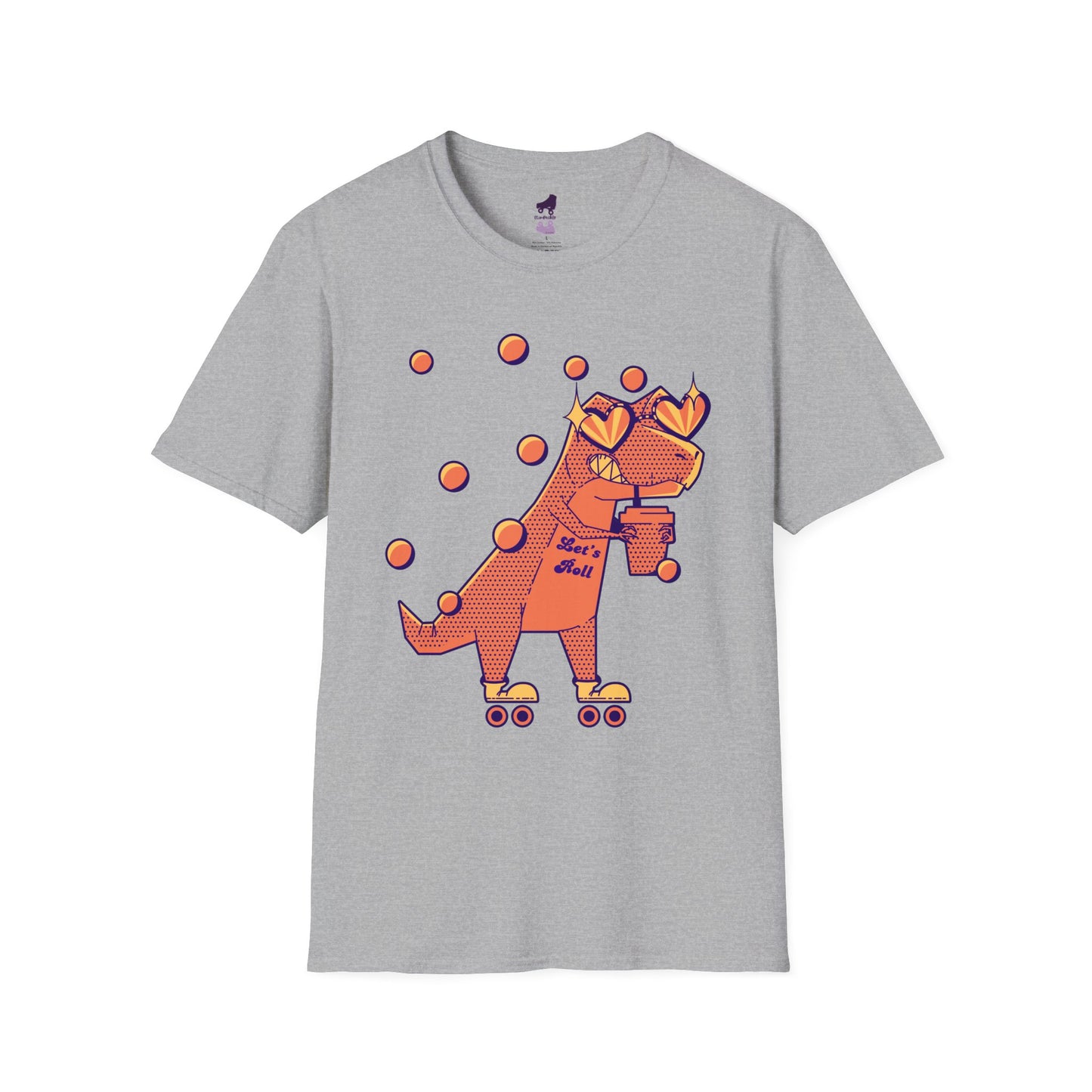 Skate-a-Saurus Funny T-Rex on Skates Unisex Softstyle T-Shirt