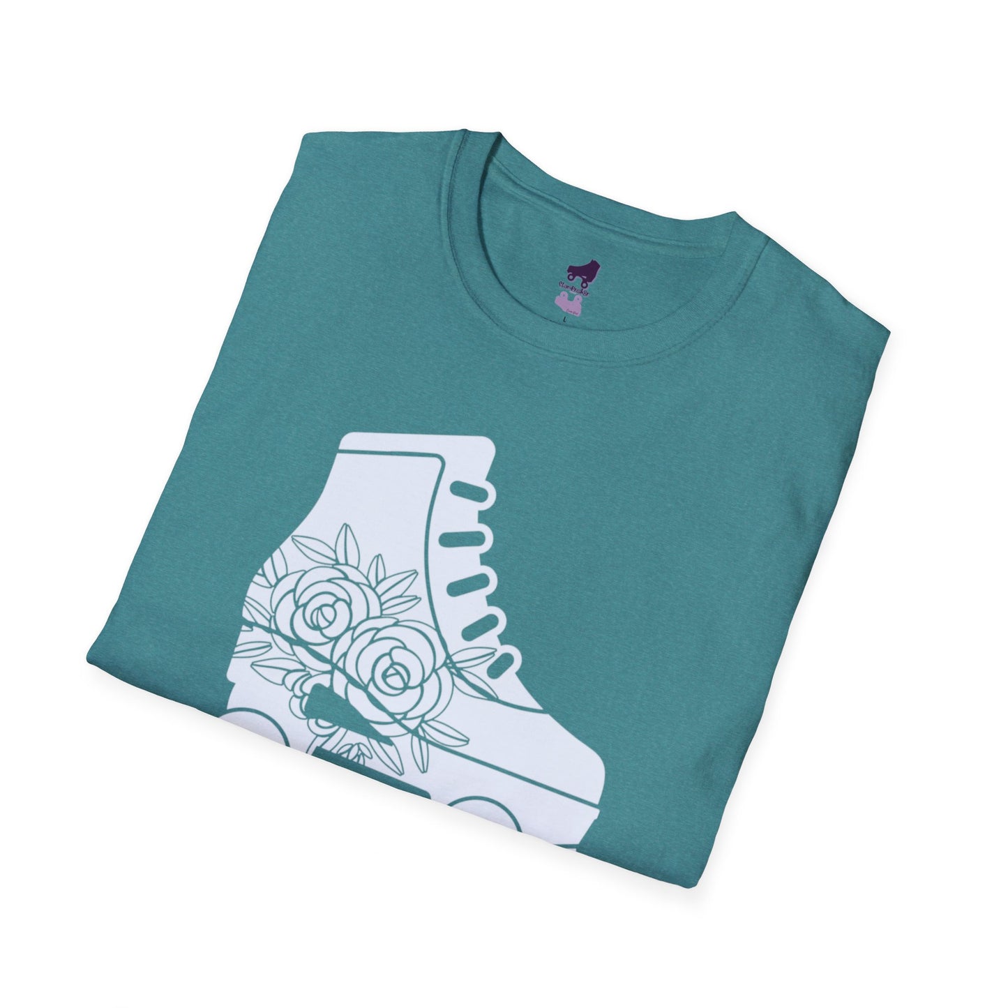 Floral Roller Skate Silhouette Unisex Softstyle T-Shirt