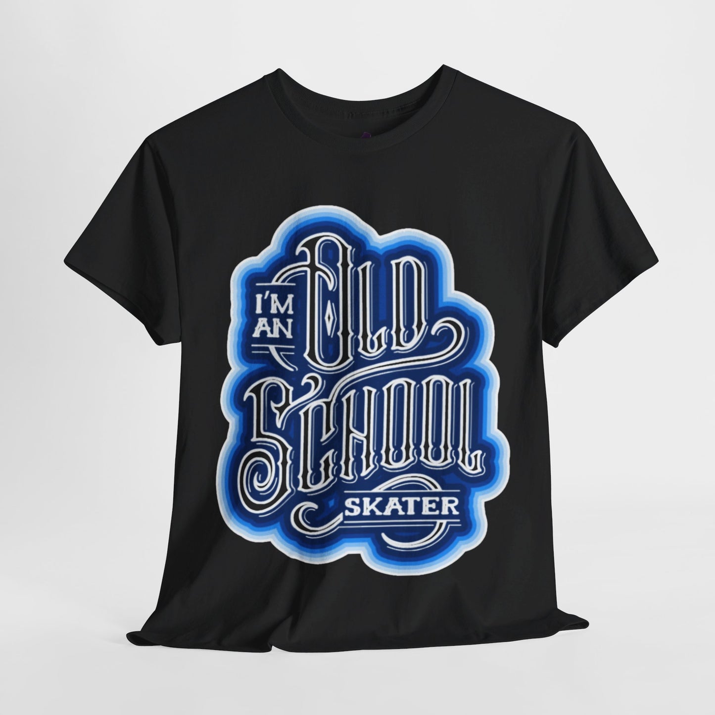 Old School Skater Tee, Roller Skate, Skateboard, Ice Skates T-Shirt, Blue, Unisex Cotton Tee, Large Print